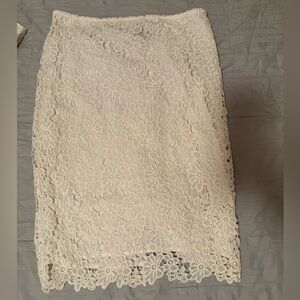 Liz Claiborne Floral Lace Midi pencil Skirt - Cream